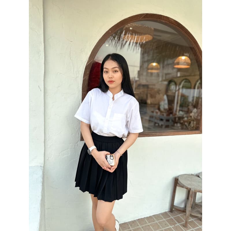 เสื้อนักศึกษา ทรงบอย ผ้าดิบ รูปที่ 3