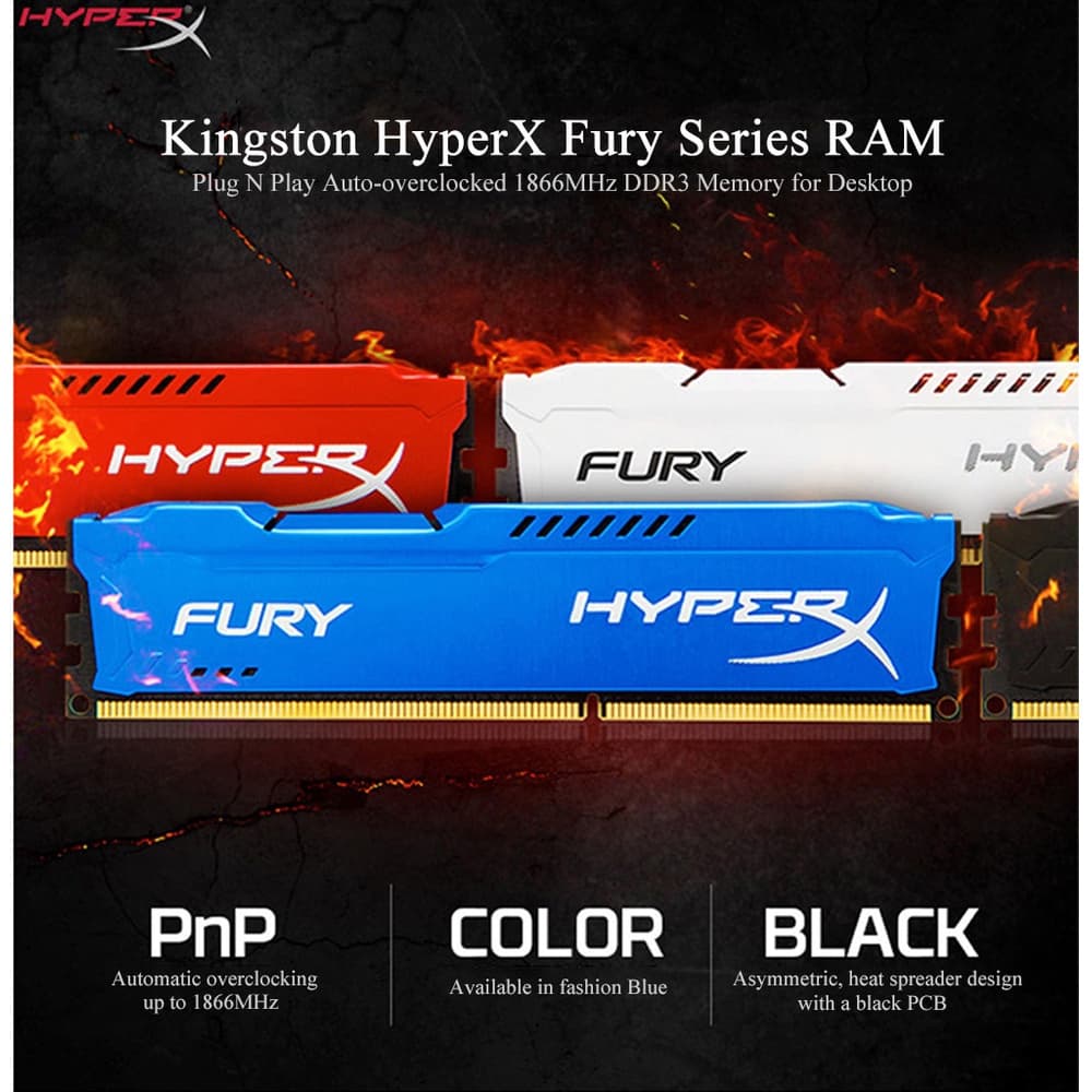 Kingston Hyperx Fury DDR3 4GB 8GB 1333MHz 1666MHZ 1866MHZ 1.5V คอมพิวเตอร์ตั้งโต๊ะ RAM PC รูปที่ 2