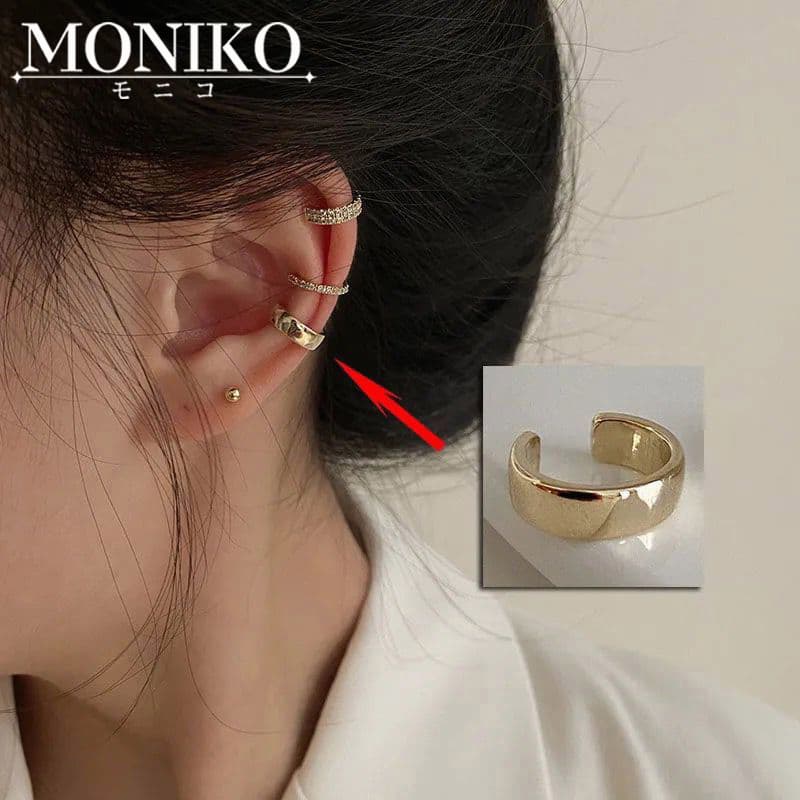 MONIKO ต่างหูแฟชั่นสีทอง ประดับเพชร สไตล์เกาหล รูปที่ 9
