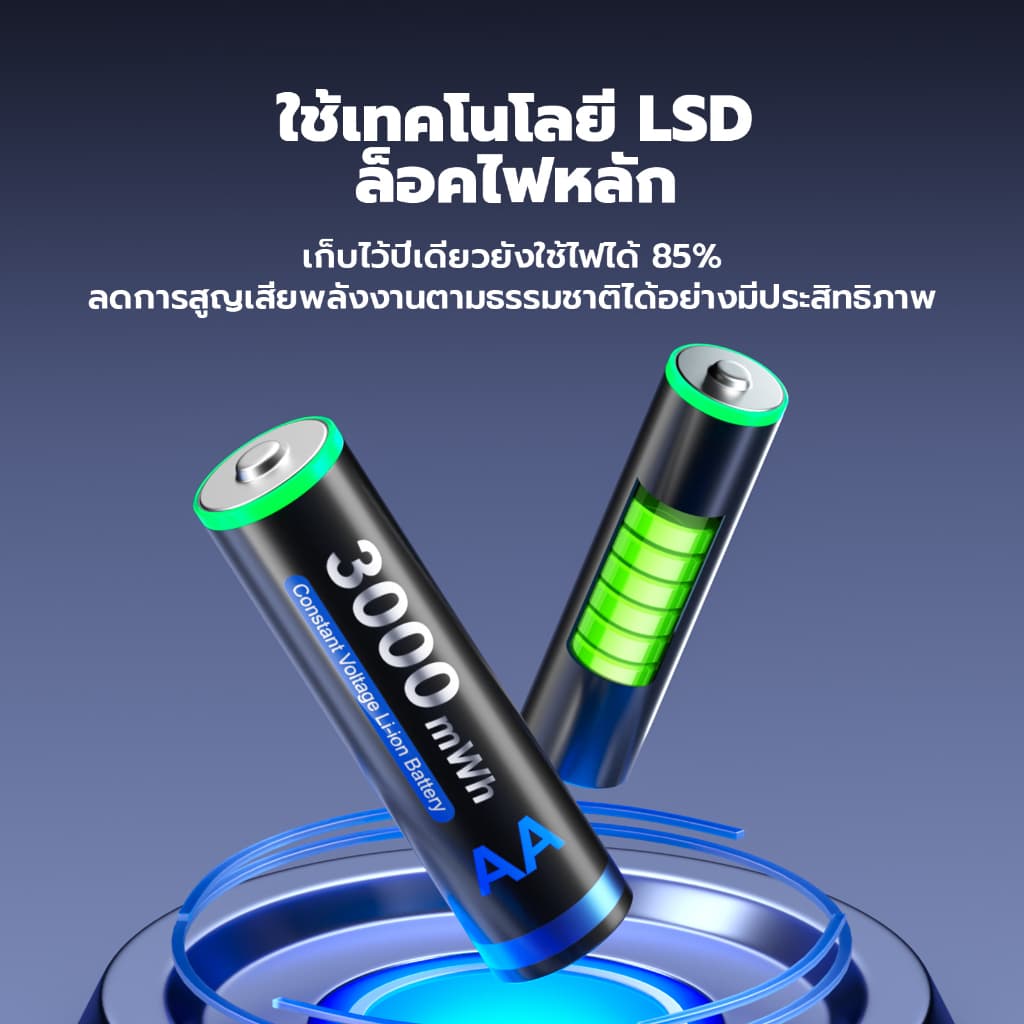 Palo แบบชาร์จใหม่ได้ 1.5V AA/AAA แบตเตอรี่ลิเธียม ถ่านชาร์จ เครื่องชาร์จแบตเตอรี่ รูปที่ 7
