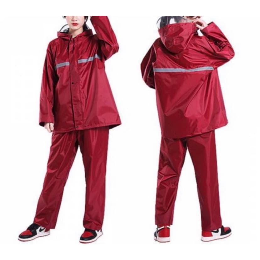 New Alitech ชุดกันฝน เสื้อกันฝน สีกรมท่า มีแถบสะท้อนแสง รุ่น หมวกติดเสื้อ Waterproof Rain Suitมอเตอร์ไซค์ Split raincoat รูปที่ 7