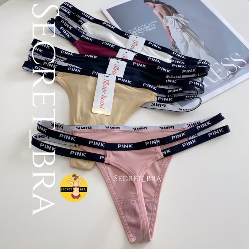 G-string,Thong,Tonga sister hood จีสตริงสายเล็กตัวเรียบ ขอบpink ลูกไม้ รูปที่ 4