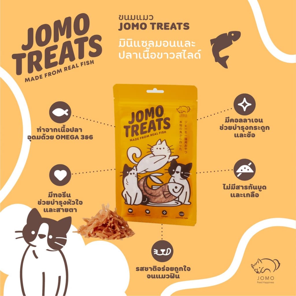 ขนมแมว JOMO Treats มินิแซลมอนและปลาเนื้อขาวสไลด์ ขนาด 25 กรัม 3 ซอง รูปที่ 3