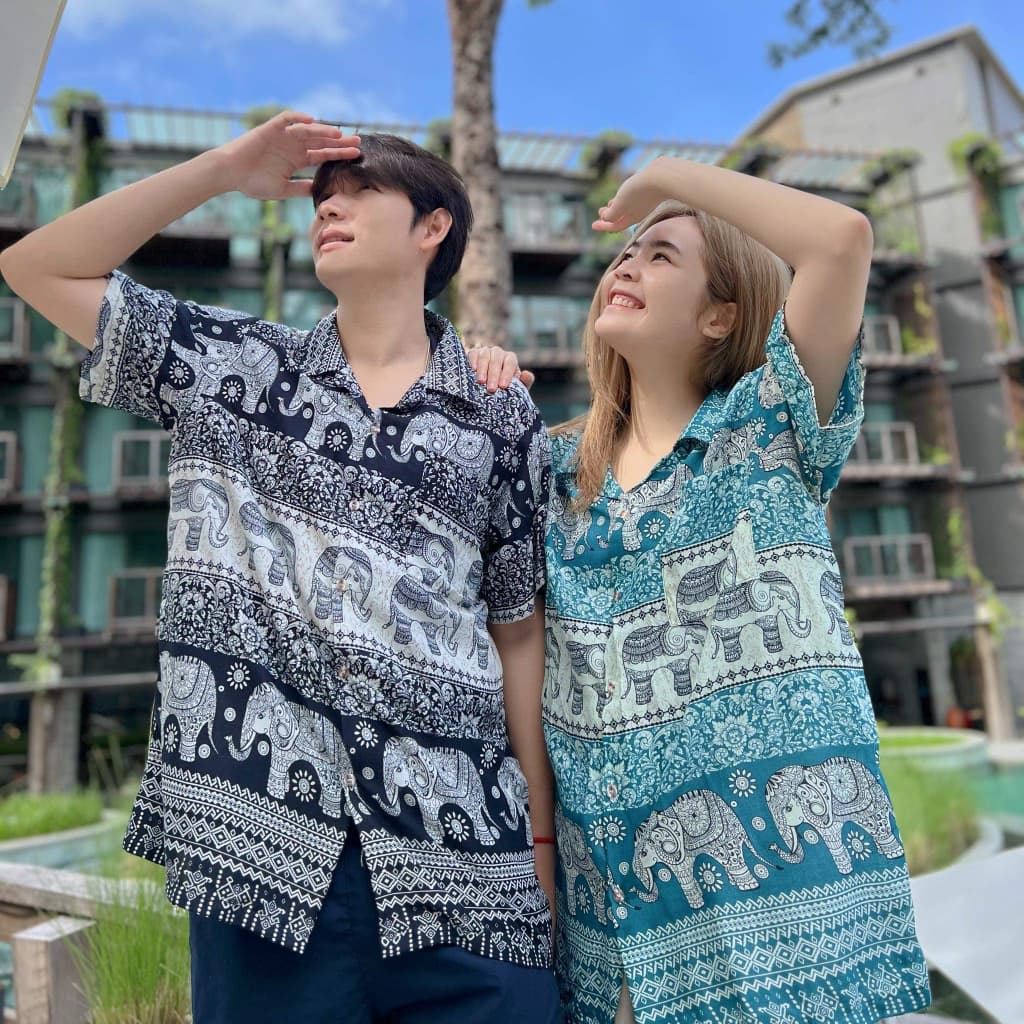 เสื้อฮาวาย เสื้อลายช้าง ยอดฮิต ติดลมบนมากๆ ชายเล็ก ชายใหญ่ หญิงเล็ก หญิงใหญ่ หญิงอวบ ใส่ได้ รูปที่ 2