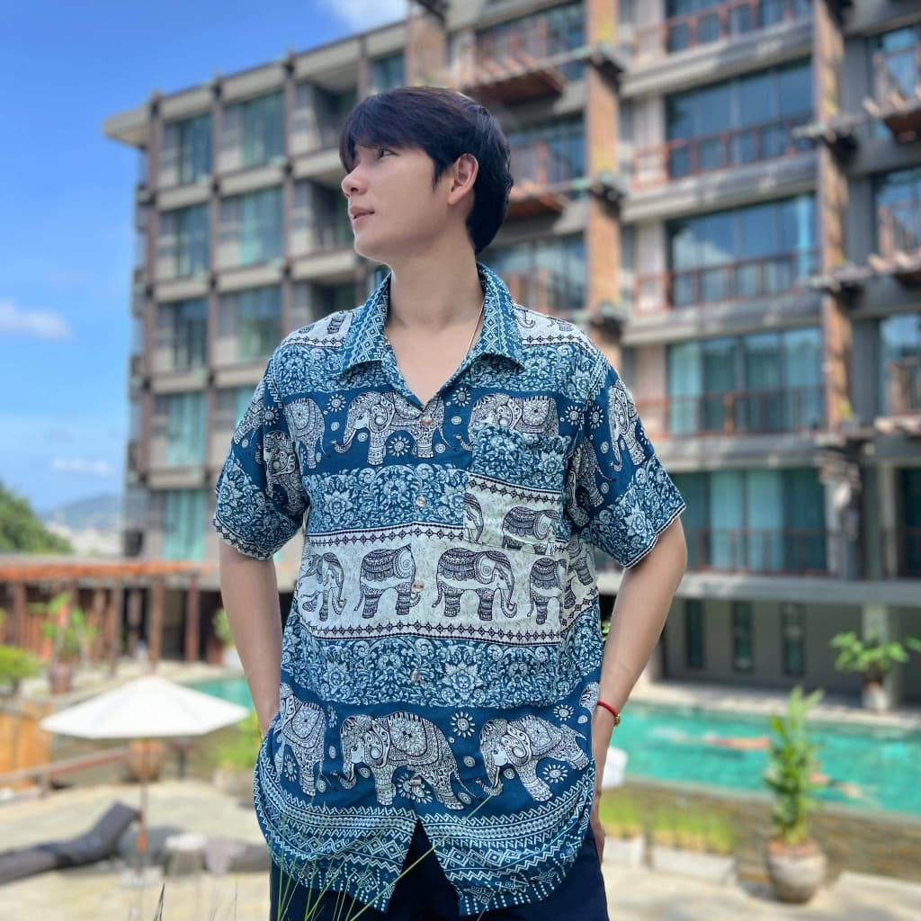 เสื้อฮาวาย เสื้อลายช้าง ยอดฮิต ติดลมบนมากๆ ชายเล็ก ชายใหญ่ หญิงเล็ก หญิงใหญ่ หญิงอวบ ใส่ได้ รูปที่ 4