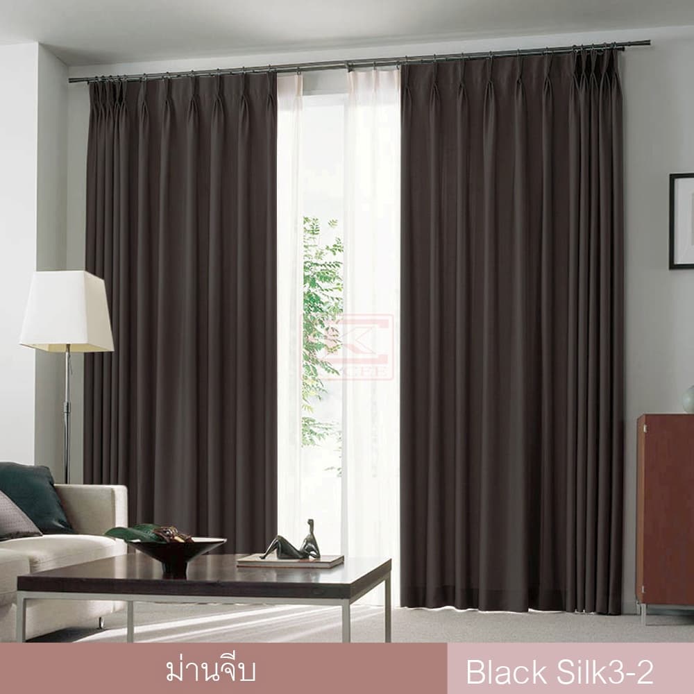 KACEE ผ้าม่านจีบสำเร็จรูป กันแดดกันแสง UV เนื้อสัมผัสนุ่ม รุ่น Black Silk3 รูปที่ 7