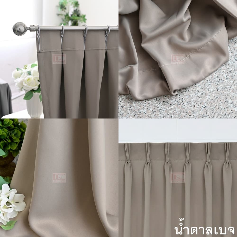 KACEE ผ้าม่านจีบสำเร็จรูป กันแดดกันแสง UV เนื้อสัมผัสนุ่ม รุ่น Black Silk3 รูปที่ 2