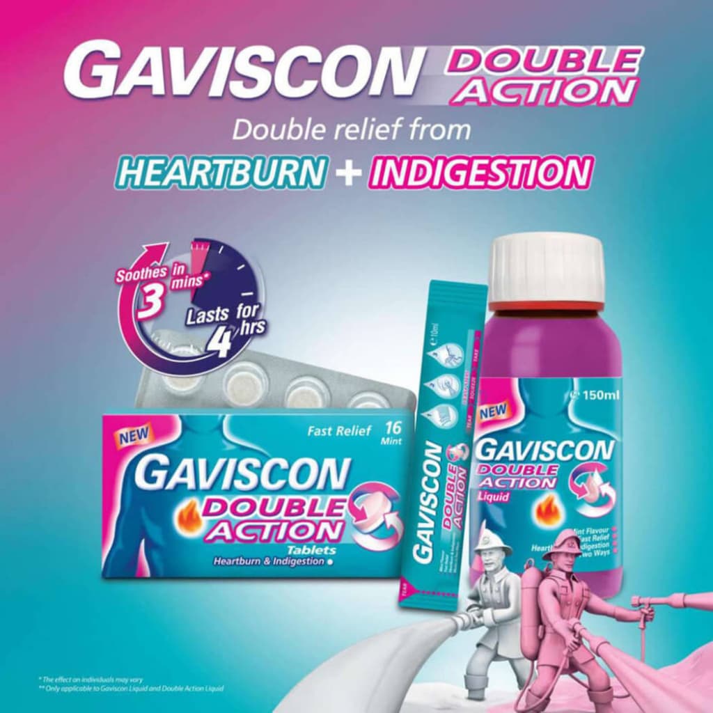 Gaviscon Double Action Mint Flavour 10ml. กาวิสคอน รสมินต์ ซองชมพู 12 ซอง JJ 2106 กรดไหลย้อน รูปที่ 5