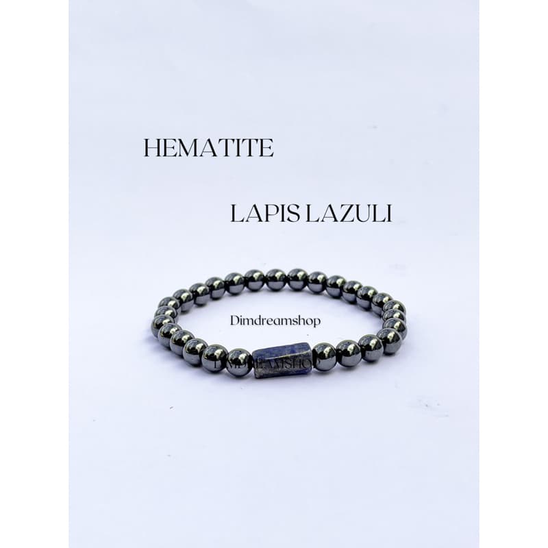 กำไลหินแท้ Hematite x Lapis Lazuli | ปกป้องพลังลบ เสริมใจให้มั่นคง รูปที่ 1