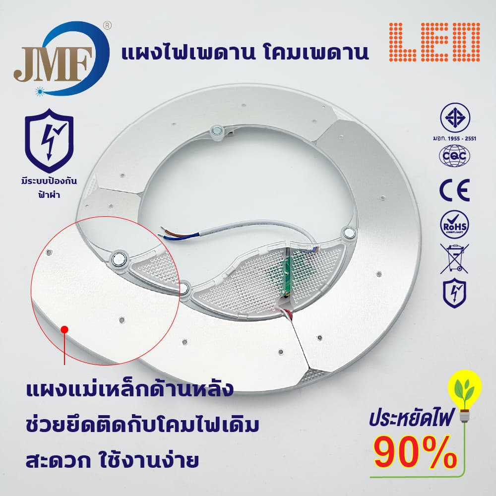 JMF แผงไฟแม่เหล็ก แผ่นชิป แผ่นชิพ แผงไฟ ไฟเพดานLED โคมไฟเพดาน ขนาด 28W/36W/48W/60W/72W แผงไฟพดาน LED กลม รูปที่ 7
