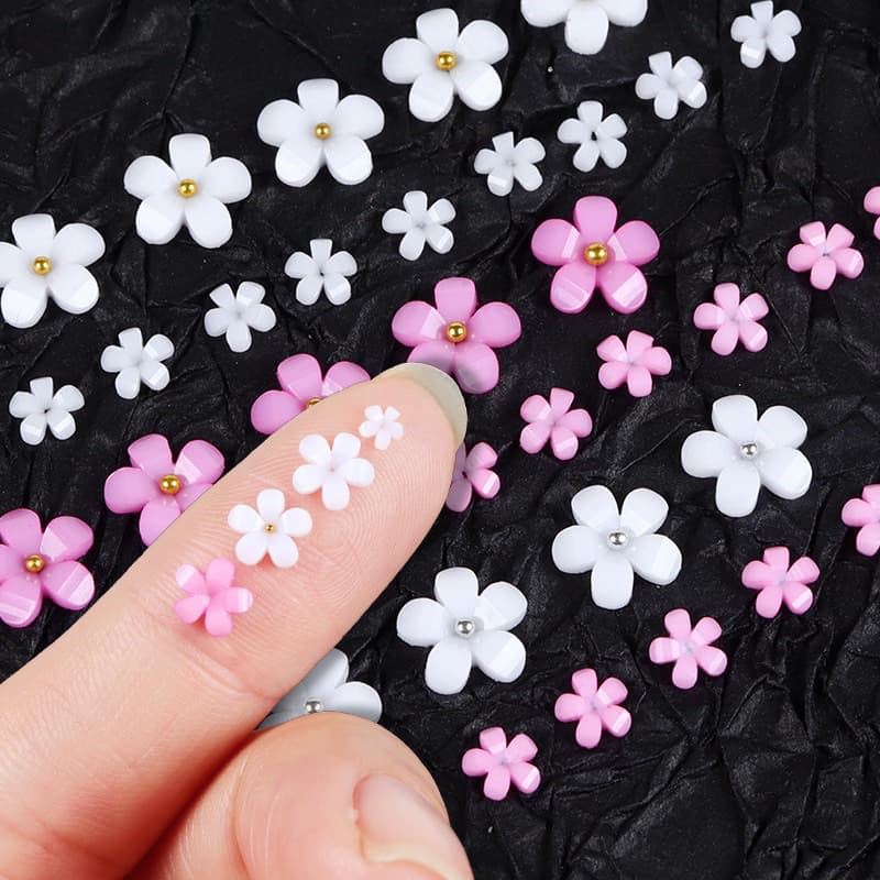 อะไหล่ดอกไม้สำหรับตกแต่งเล็บ DIY แบบคละสีอะไหล่เงิน-ทอง 6/ช่อง ในไทย รูปที่ 6
