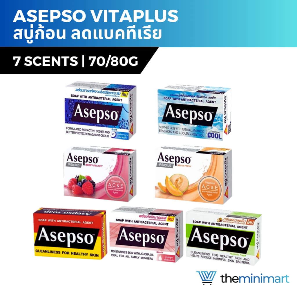 Asepso Vitaplus อาเซปโซ สบู่ก้อน สบู่อนามัย ลดแบคทีเรีย สิว ผดผื่น กลิ่นกาย บำรุงผิว รูปที่ 1