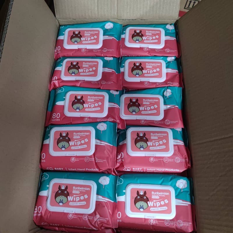 Runbeier ทิชชู่เปียก 80 แผ่น ทิชชู่เปียกทำความสะอาด กระดาษเปียก Baby Wipes ผ้านุ่มชุ่มชื่น รูปที่ 2