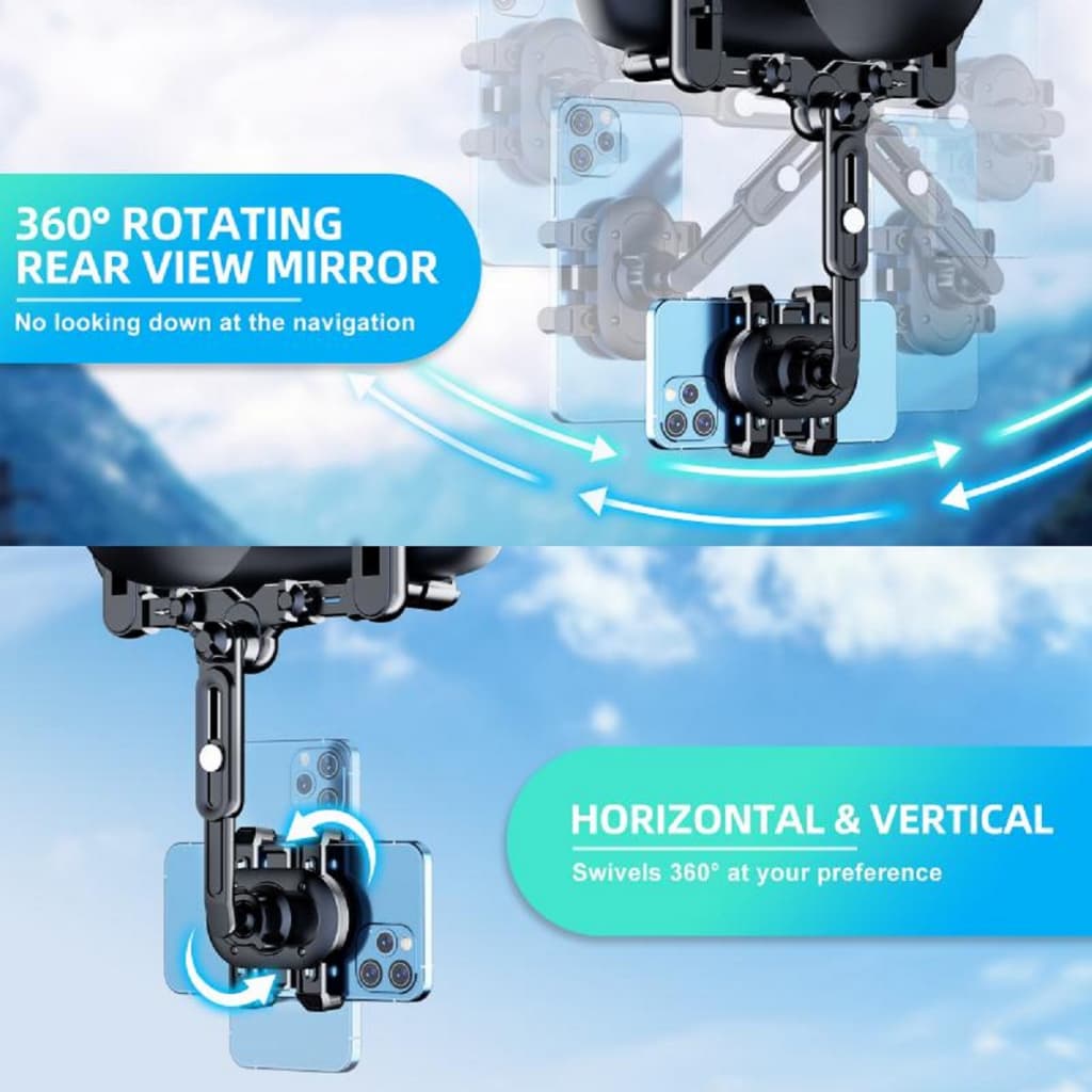 2023 ที่วางโทรศัพท์มือถือ ติดกระจกมองหลังรถยนต์ 360° ขาตั้งโทรศัพท์มือถือ ติดตั้งในกระจกมองหลังไม่ต้องแปะ รูปที่ 2