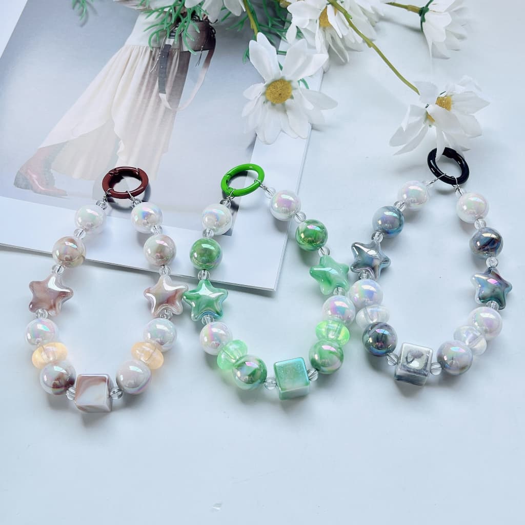สายคล้องโทรศัพท์มือถือ สายจับ สายจับลูกปัดไข่มุกแวววาว หลากสี แบบพกพา สีหวาน สวยมาก ห่วงคล้องสีเดียวกับสาย รูปที่ 8