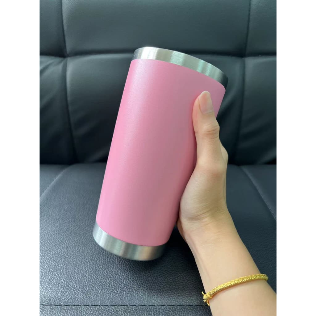 แก้วเยติสีพื้น ขนาด20ออนซ์ แก้วเก็บความร้อน/เย็น ผิวด้านตัดขอบสีเงิน แก้วเก็บอุณหภูมิร้อน-เย็น ใช้ดี ไม่มีไอน้ำ รูปที่ 3