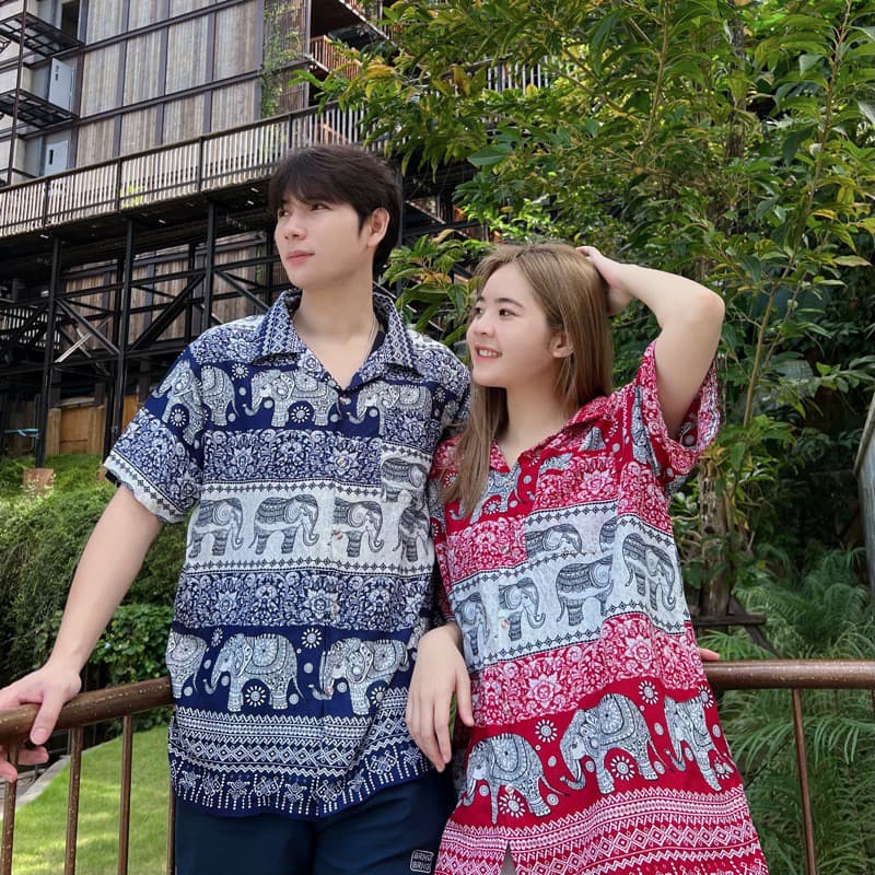 เสื้อฮาวาย เสื้อลายช้าง ยอดฮิต ติดลมบนมากๆ ชายเล็ก ชายใหญ่ หญิงเล็ก หญิงใหญ่ หญิงอวบ ใส่ได้ รูปที่ 1