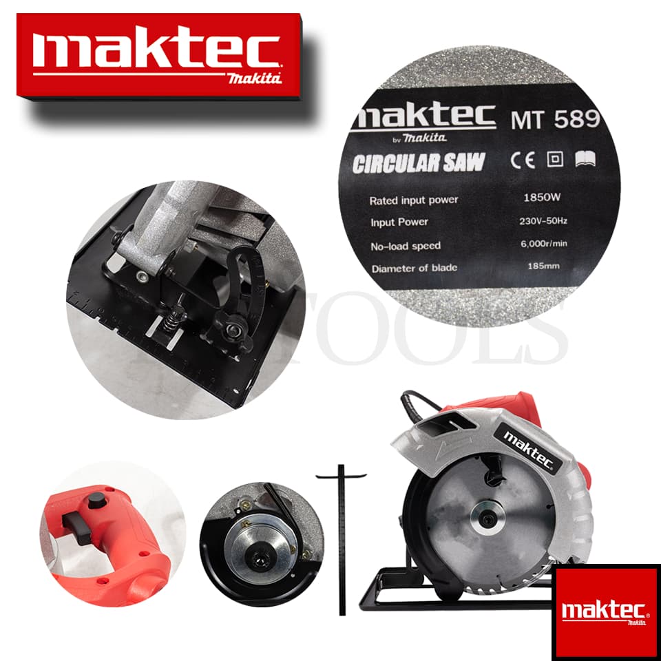 MAKTEC เลื่อยวงเดือน 7 นิ้ว รุ่น MT589 ให้กำลังไฟฟ้า 1,850W พร้อมใบเลื่อย 1ใบ รูปที่ 2