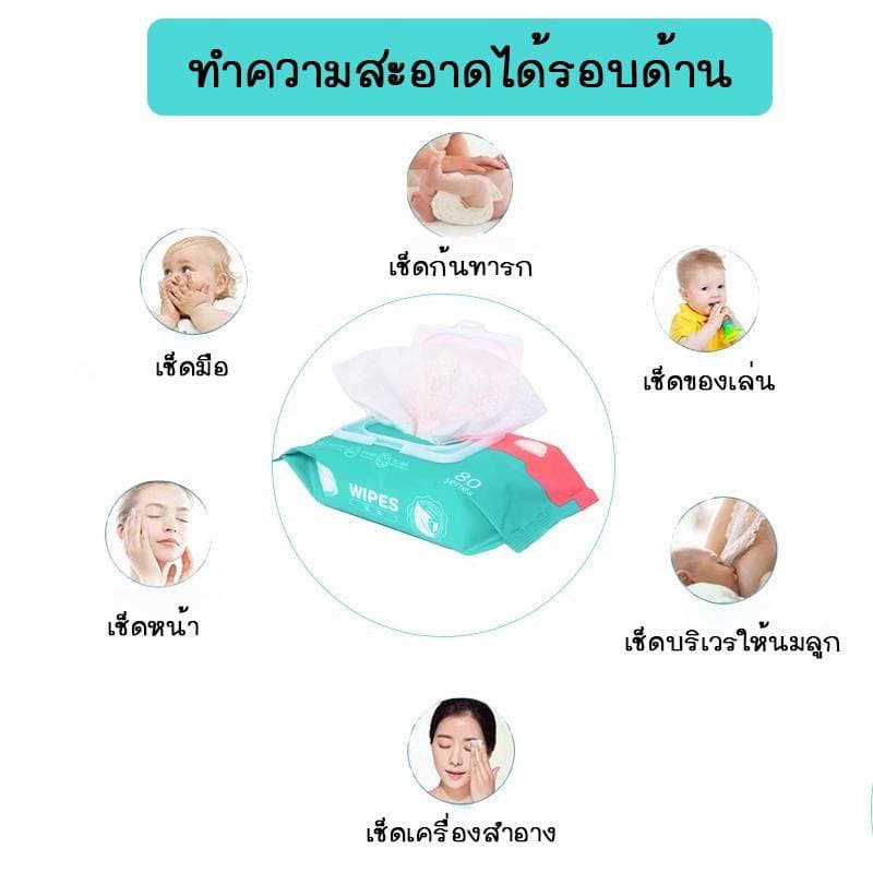 Runbeier ทิชชู่เปียก 80 แผ่น ทิชชู่เปียกทำความสะอาด กระดาษเปียก Baby Wipes ผ้านุ่มชุ่มชื่น รูปที่ 8
