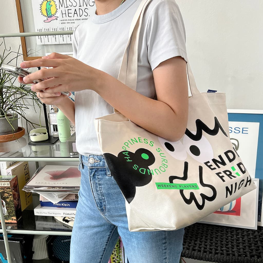 Happy canvas tote กระเป๋าผ้าแคนวาส รูปที่ 2
