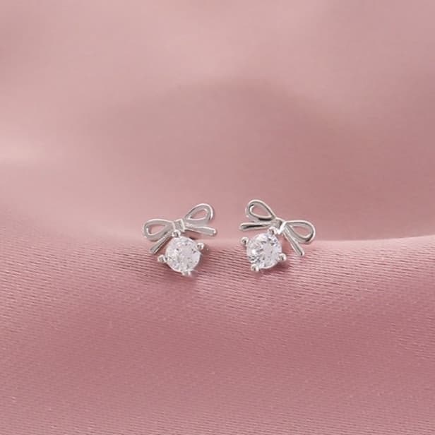 120-littlegirl gifts-Mini stud earrings ต่างหูเงิน s925 ชุบทอง 4 แบบ 4 ขนาด รูปที่ 3