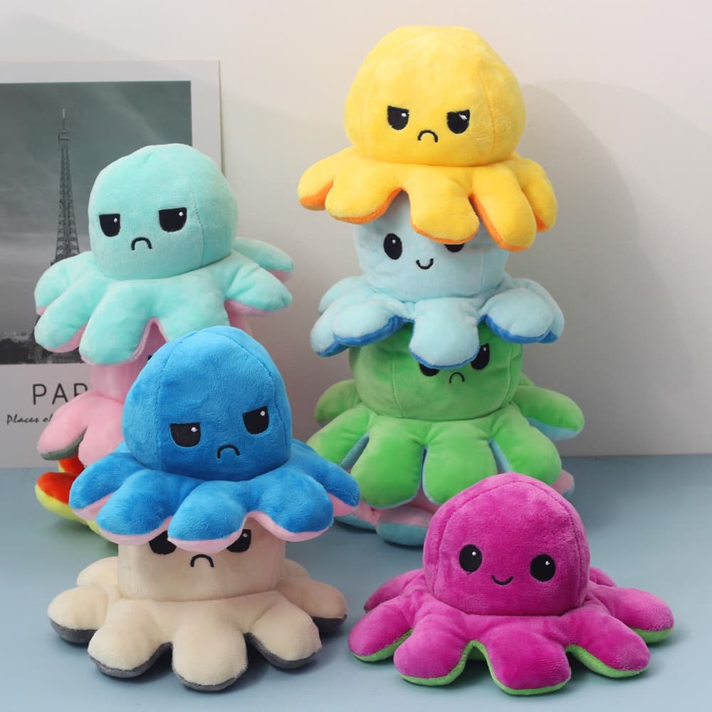 ส่งจากไทย !! 32 สี ตุ๊กตาปลาหมึก 20cm ตุ๊กตาปลาหมึกเปลี่ยนหน้า กลับด้านสลับสี พลิกเปลี่ยนสีได้ รูปที่ 4