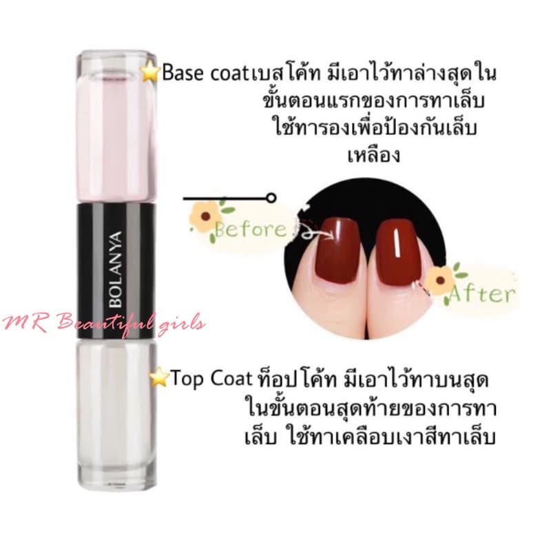 สีทาเล็บ สีทาเล็บเจลไม่อบ BOLANYA ยาทาเล็บ สีทาเล็บกึ่งเจล 2 in 1 สีทาเล็บกึ่งเจลไม่ต้องอบ ไม่ต้องอบ ลอกได้ รูปที่ 2