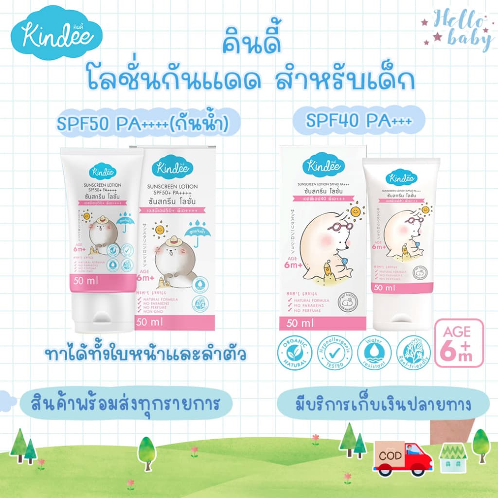 📮ส่งด่วนราคาพิเศษมีจำนวนจำกัด📮แพคเกจใหม่หลอดสีชมพู kindee คินดี้ ครีมกันแดดเด็ก