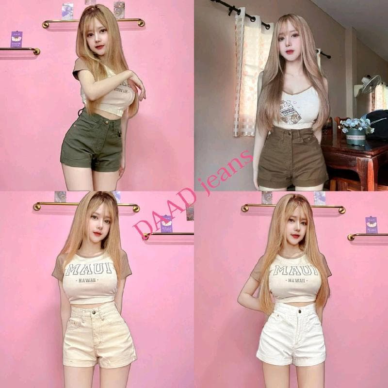 กางเกงยีนส์ขาสั้น งานผ้าสีดาด้า มี 9 สี 4 ไซส์ให้เลือก(ไม่มีซับใน)