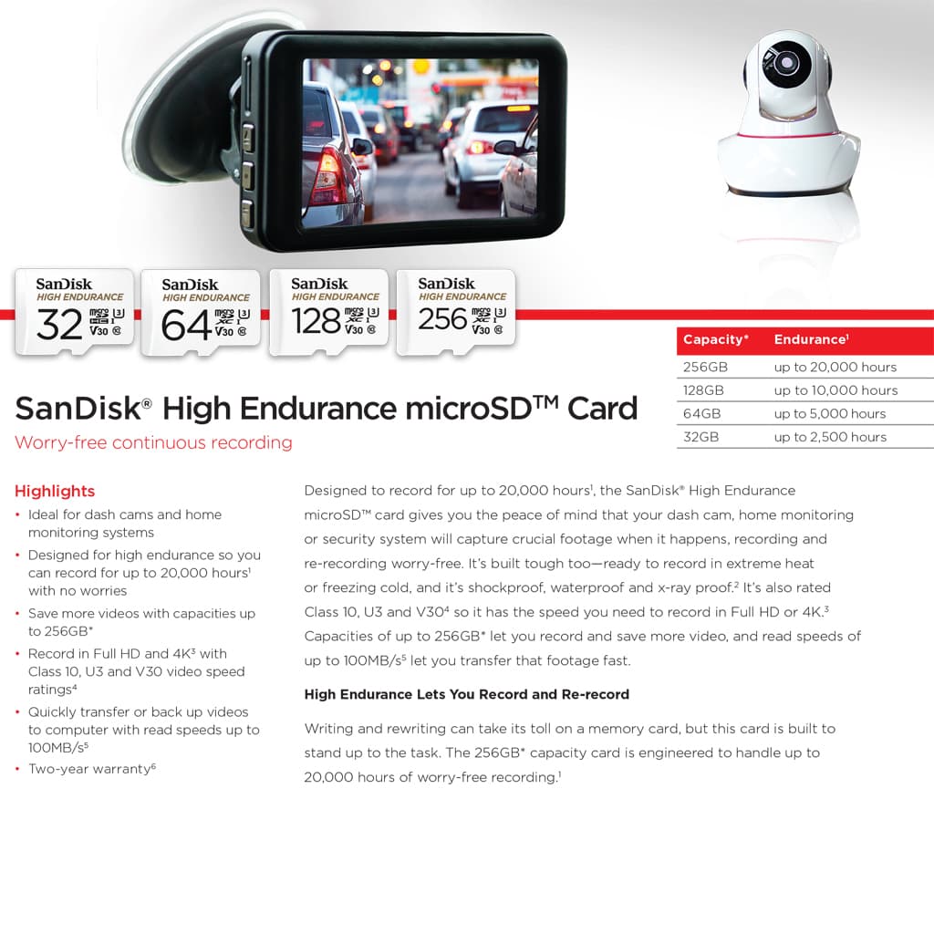 SanDisk High Endurance 512GB 256GB Micro SD Card เมม กล้องติดรถยนต์ กล้องวงจรปิด รูปที่ 7