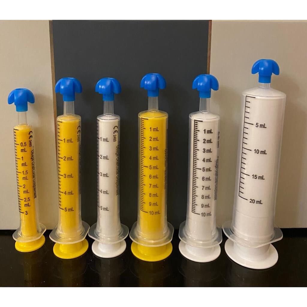 ไซริงค์ป้อนอาหาร / ยา หลากสีแบบใช้ซ้ำได้ พร้อมฝาครอบ Colored Reusable Oral Syringes with Tip Cap จากอเมริกา ราคาต่อชิ้น รูปที่ 1