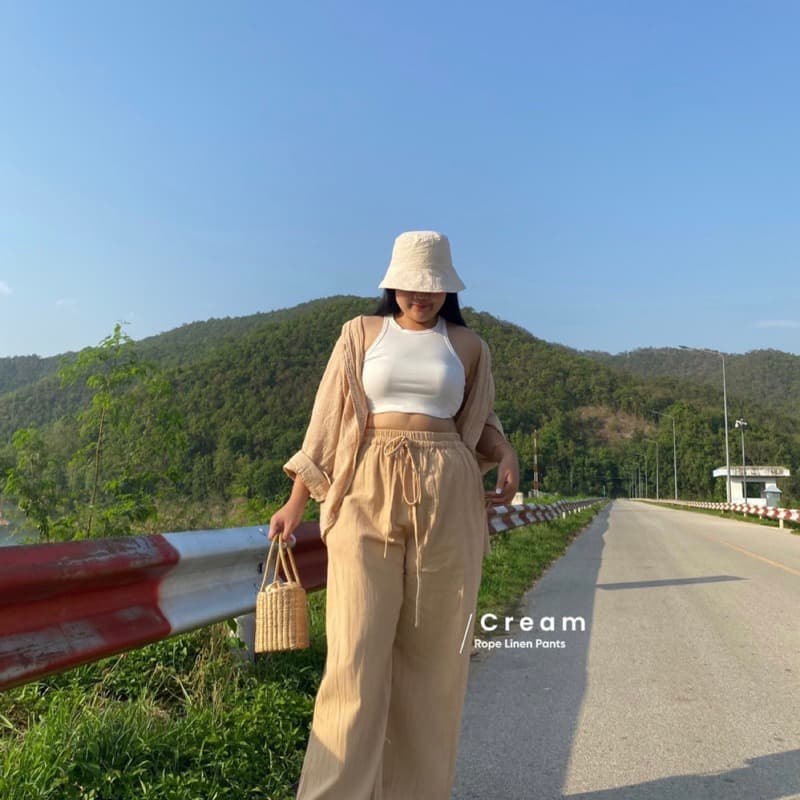 𝗥𝗼𝗽𝗲 𝗹𝗶𝗻𝗲𝗻 𝗽𝗮𝗻𝘁𝘀 กางเกงสาวอวบ มินิมอล รูปที่ 4