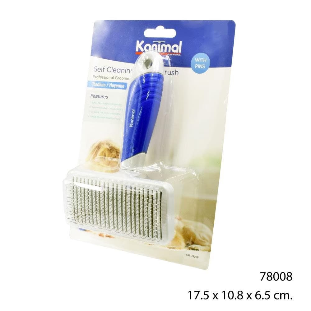 Kanimal Self-Cleaning Slicker Brush Size M 17.5x10.8x6.5 หวีสางขนกึ่งอัตโนมัติ แปรงหวีขนสุนัข แปรงแมว รูปที่ 3