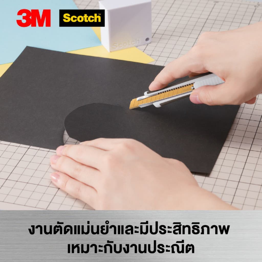 ราคาสุดคุ้ม!! คัตเตอร์ Scotch 3M ใบมีดไทเทเนี่ยม คมมาก ทนทาน ล็อคอัตโนมัติ มาพร้อมยางจับกันลื่น titanium 3M รูปที่ 3