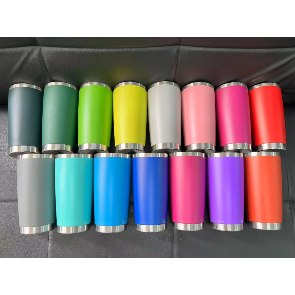 แก้วเยติสีพื้น ขนาด20ออนซ์ แก้วเก็บความร้อน/เย็น ผิวด้านตัดขอบสีเงิน แก้วเก็บอุณหภูมิร้อน-เย็น ใช้ดี ไม่มีไอน้ำ รูปที่ 2