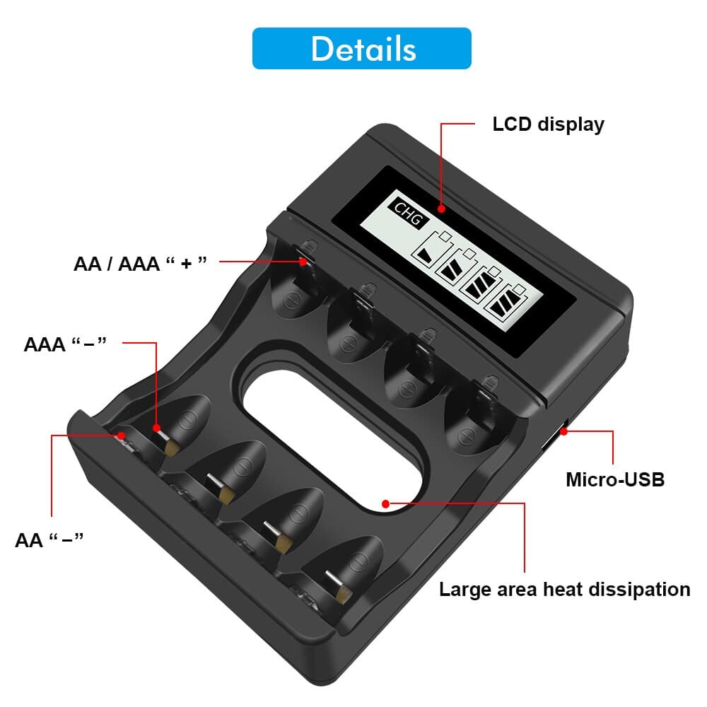 Palo แบบชาร์จใหม่ได้ 1.5V AA/AAA แบตเตอรี่ลิเธียม ถ่านชาร์จ เครื่องชาร์จแบตเตอรี่ รูปที่ 6