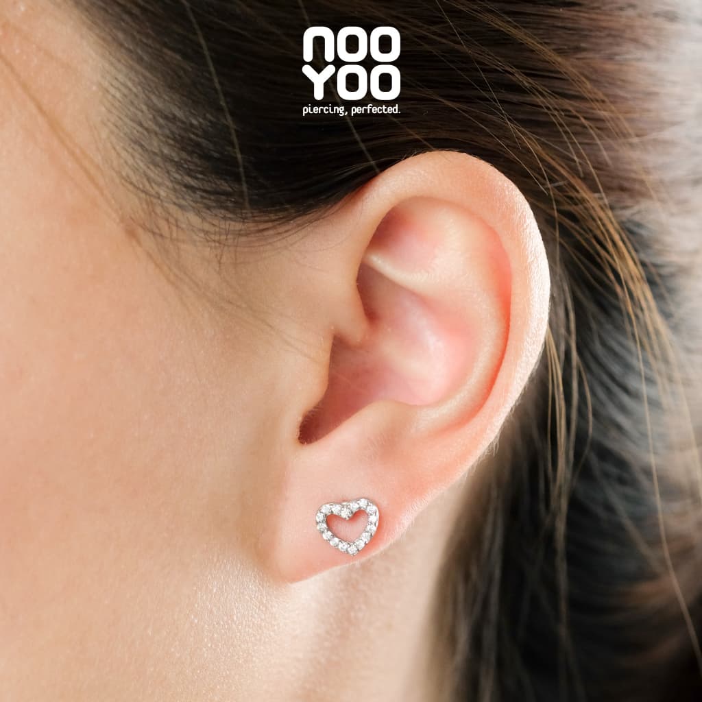 NooYoo ต่างหูสำหรับผิวแพ้ง่าย Lovely Heart with Crystal Surgical Steel รูปที่ 4