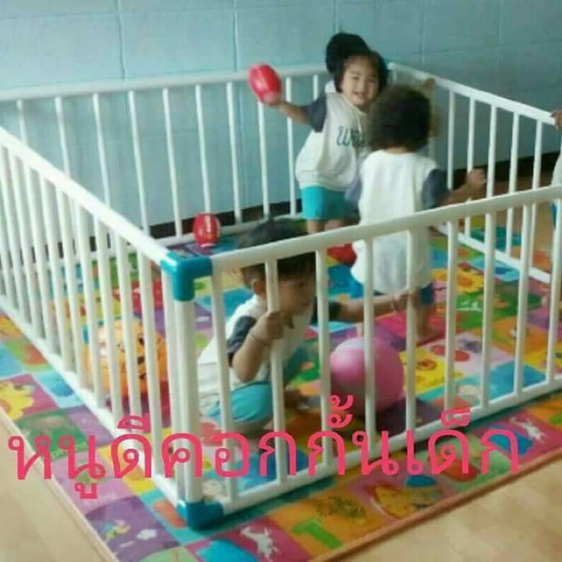 คอกกั้นเด็ก5x5ฟุตSคุ้มค่าคุ้มราคาใช้งานได้จริงฟรีจุกยางยึดพื้นกันเลื่อน150x150cmสูง60cmข้อต่อ3ทางฉาก8หุน รูปที่ 7