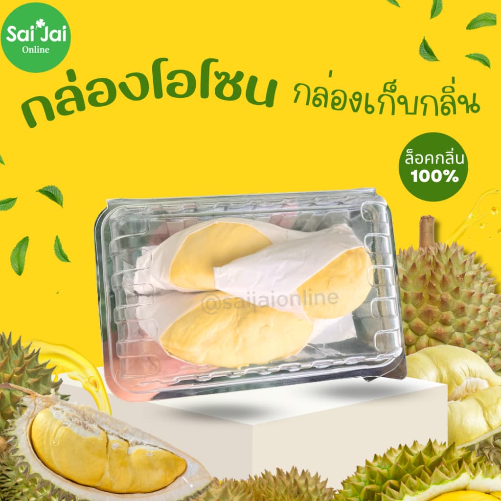 กล่องทุเรียนล็อคกลิ่น ไม่เจาะรู/ล็อคเเน่น บรรจุ 500g. รูปที่ 1