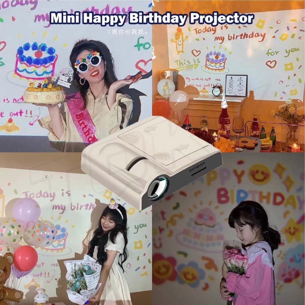 จากไทย โปรเจคเตอร์วันเกิด ครบรอบ Birthday projector วันเกิด ไฟถ่ายรูป โปรเจคเตอร์จิ๋ว สําหรับตกแต่ง รูปที่ 1