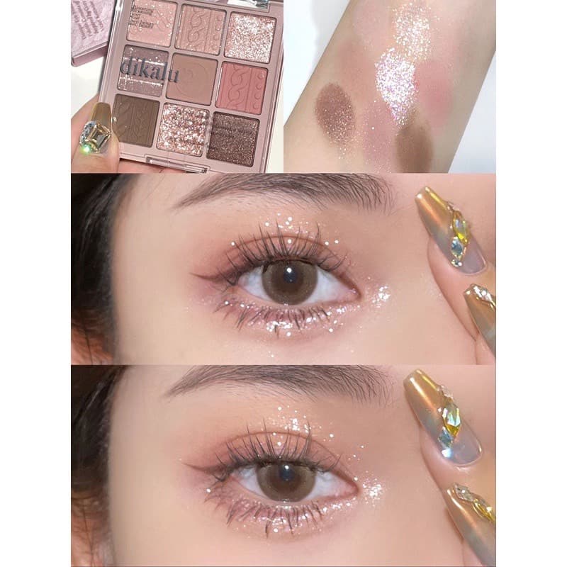N327 Dikalu พาเลทอายแชโดว์ ชิมเมอร์ เนื้อแมตต์ เนื้อใยไหม สีสวย กันน้ํา ติดทนนาน 9 สี รูปที่ 7