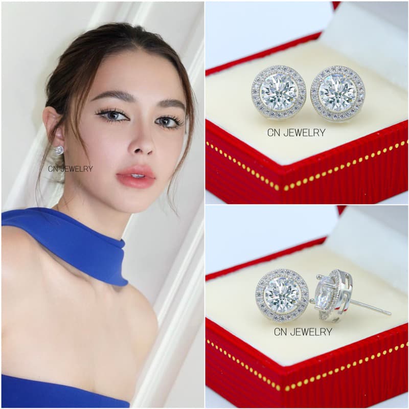 1คู่ ต่างหู CZ CN Jewelry รูปที่ 3