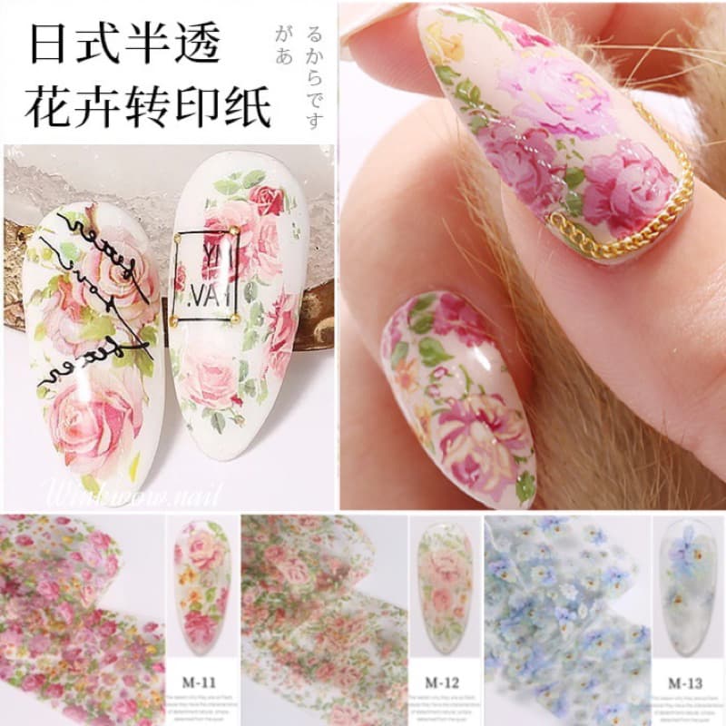 ของแต่งเล็บ ฟอยแต่งเล็บ แบบลอกลาย ดอกไม้ ใช้คู่กับกาวสำหรับลอกฟอย รูปที่ 2