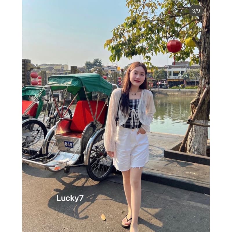 BY IRA Rita 2-pieces Top Set งานเสื้อคลุมเซ็ท​ 2 ชิ้น​ สายดี่ยวลายสก๊อต​ + เสื้อคลุมแขนยาวสีน้ำตา รูปที่ 7