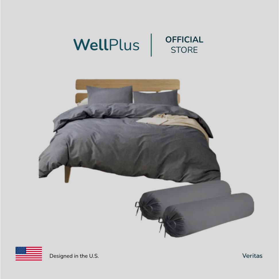WellPlus ใหม่นุ่มมาก รุ่น Veritas ชุดผ้าปูที่นอน 6 ฟุต 5 ฟุต 5 ชิ้น + ผ้านวม 100"x90" Solidนุ่มมาก รูปที่ 1