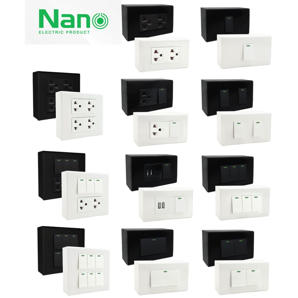 NANO ชุดสวิทช์ ปลั๊ก ประกอบสำเร็จ หน้ากาก บล็อกลอย มีพรายน้ำ รูปที่ 1