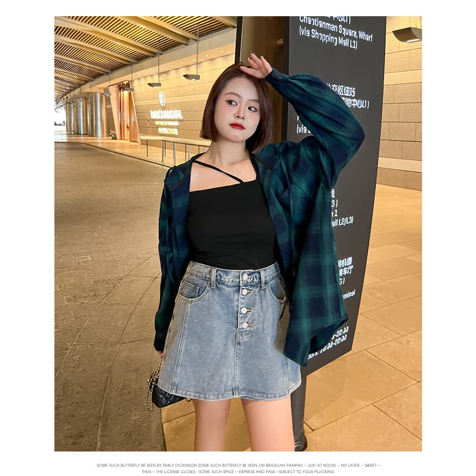 CiCi Plus+ กระโปรงกางเกงขาสั้น เอวสม็อค กระดุมหน้าแมทซ์ได้ทุกลุคน่ารักมาก รูปที่ 3