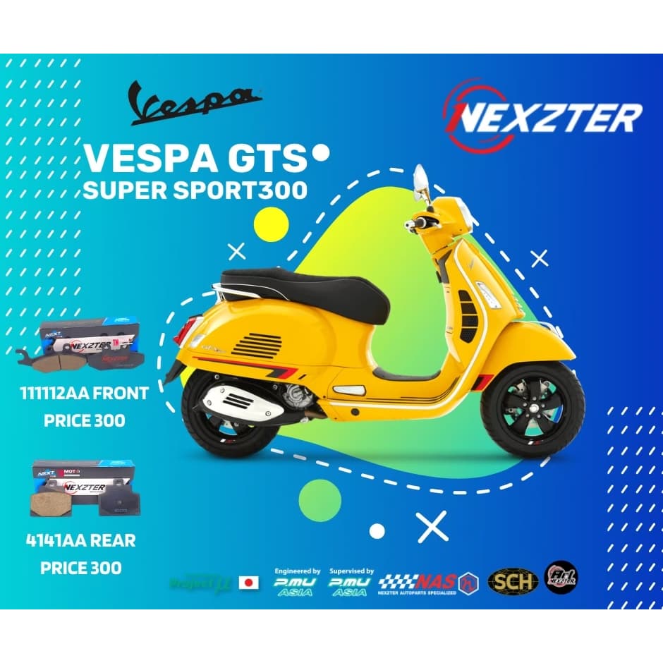 111112AA NEXZTER ผ้าเบรคหน้า VESPA GTS iget,GTS 150 3V,GT,GTV,Primavera,Sprint,50,125,150,250,300 ผ้าเบรค ผ้าเบรก เวสป้า รูปที่ 5
