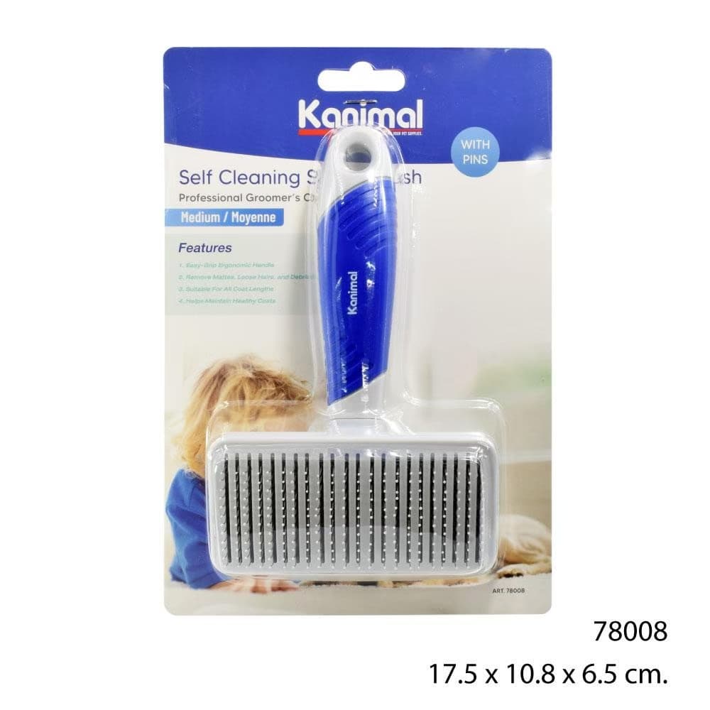 Kanimal Self-Cleaning Slicker Brush Size M 17.5x10.8x6.5 หวีสางขนกึ่งอัตโนมัติ แปรงหวีขนสุนัข แปรงแมว รูปที่ 2