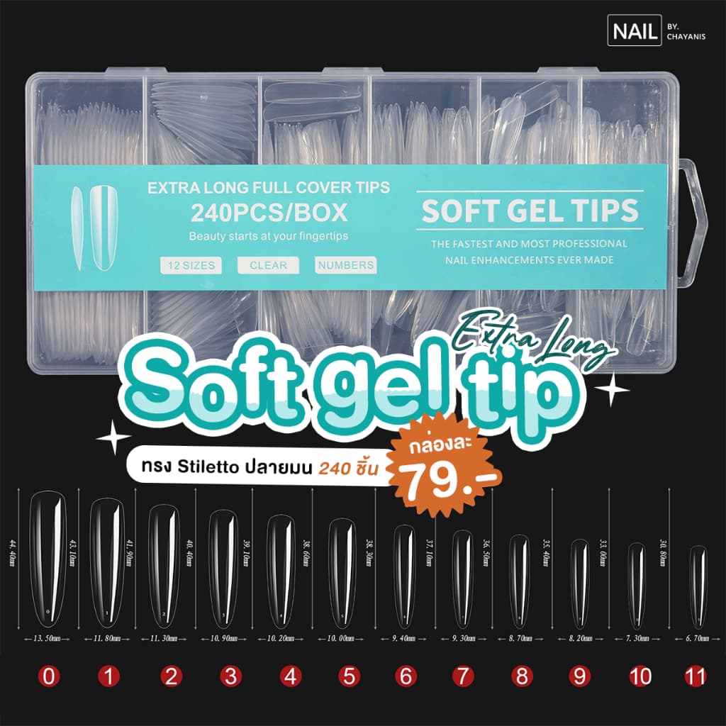 Soft gel Tip Extra long เล็บปลอมรุ่นยาวพิเศษ รูปที่ 1